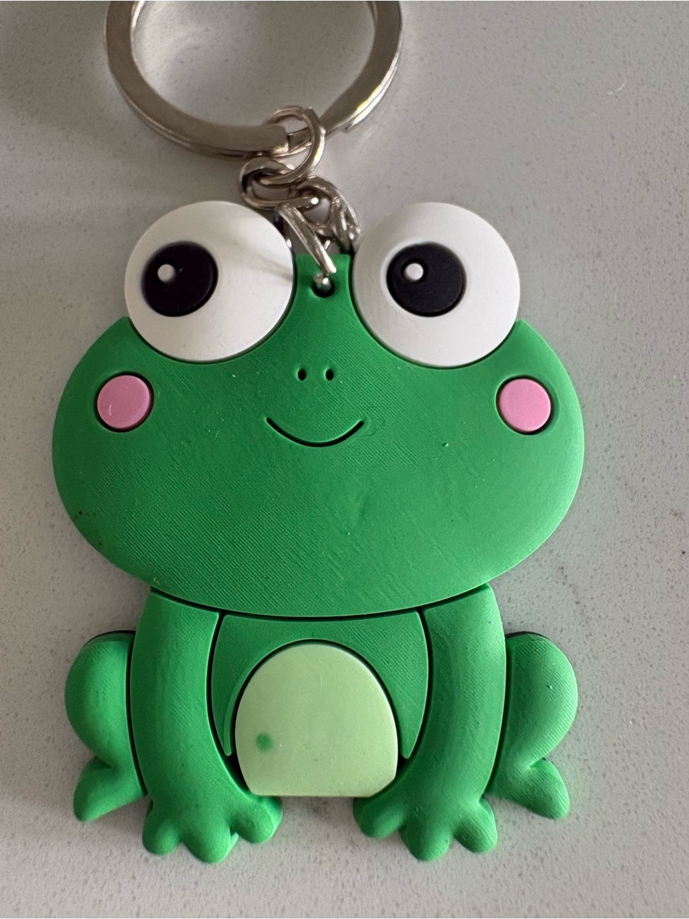 Cute Green Frog Keychain with Pink Cheeks